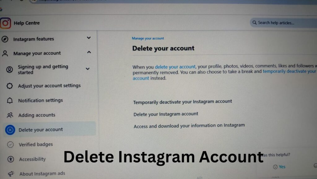 Delete Instagram Account